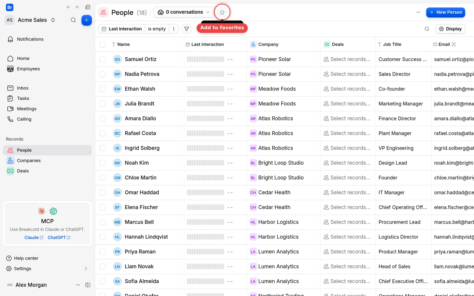 The star button next to the view name, with the tooltip Add to favorites