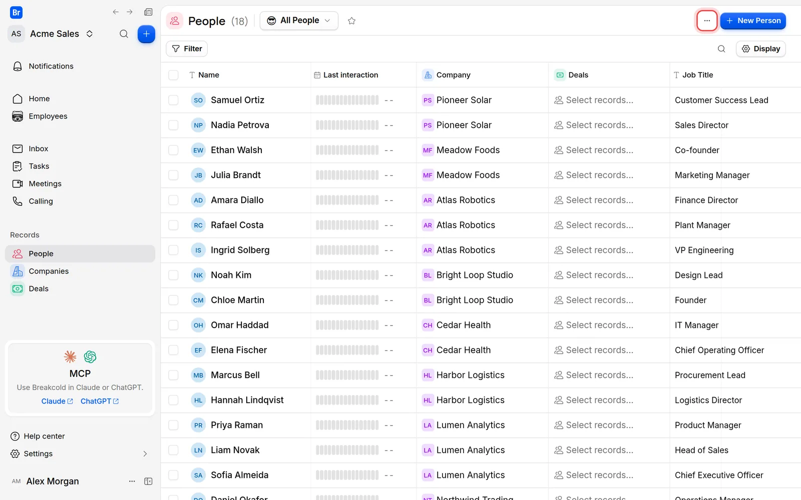 The People list with the ••• button at the top right marked