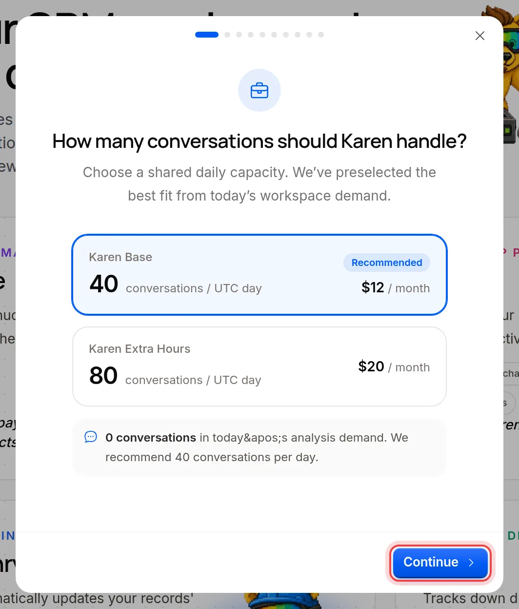 The two capacity options, Karen Base and Karen Extra Hours