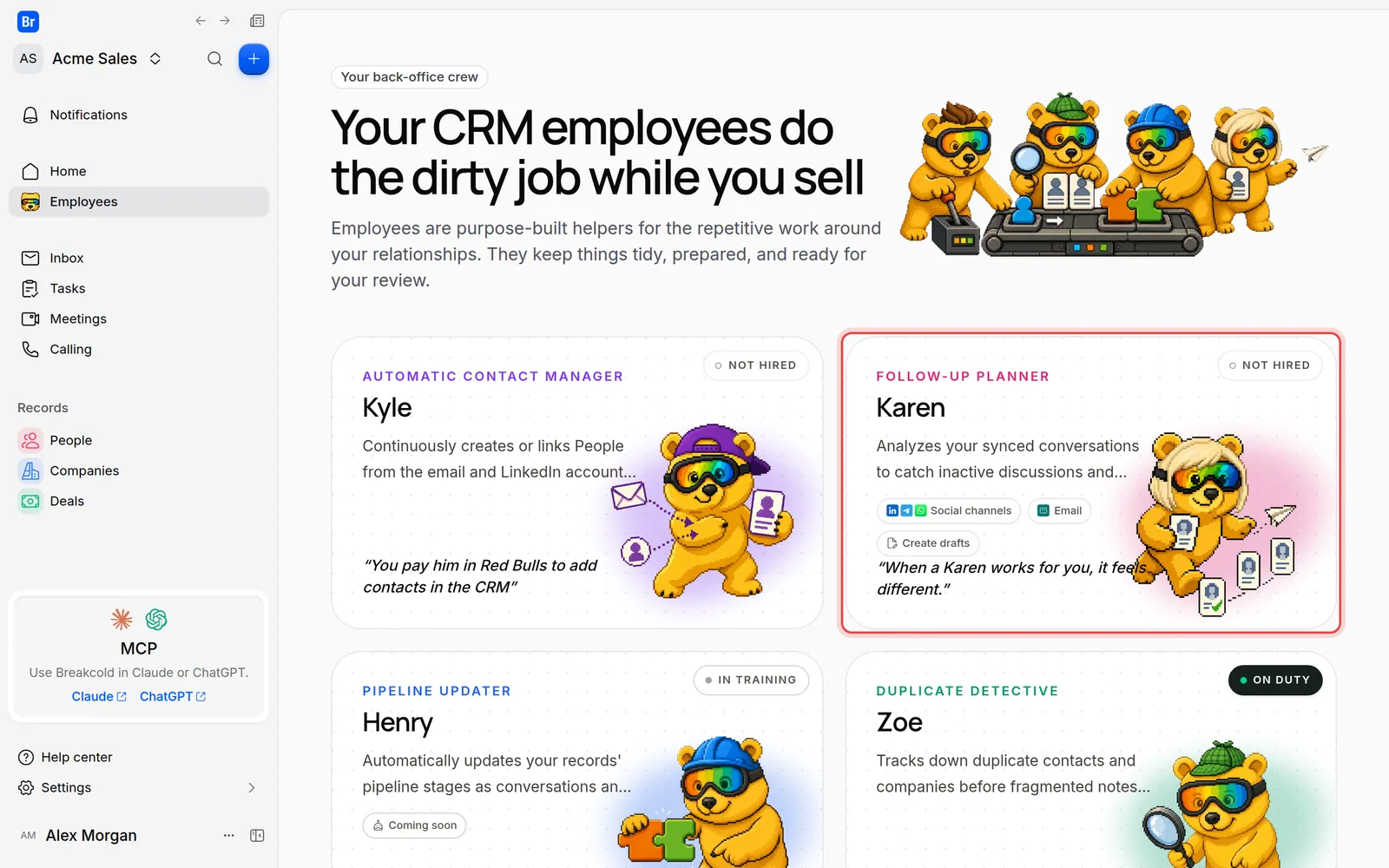 Karen's card on the Employees page