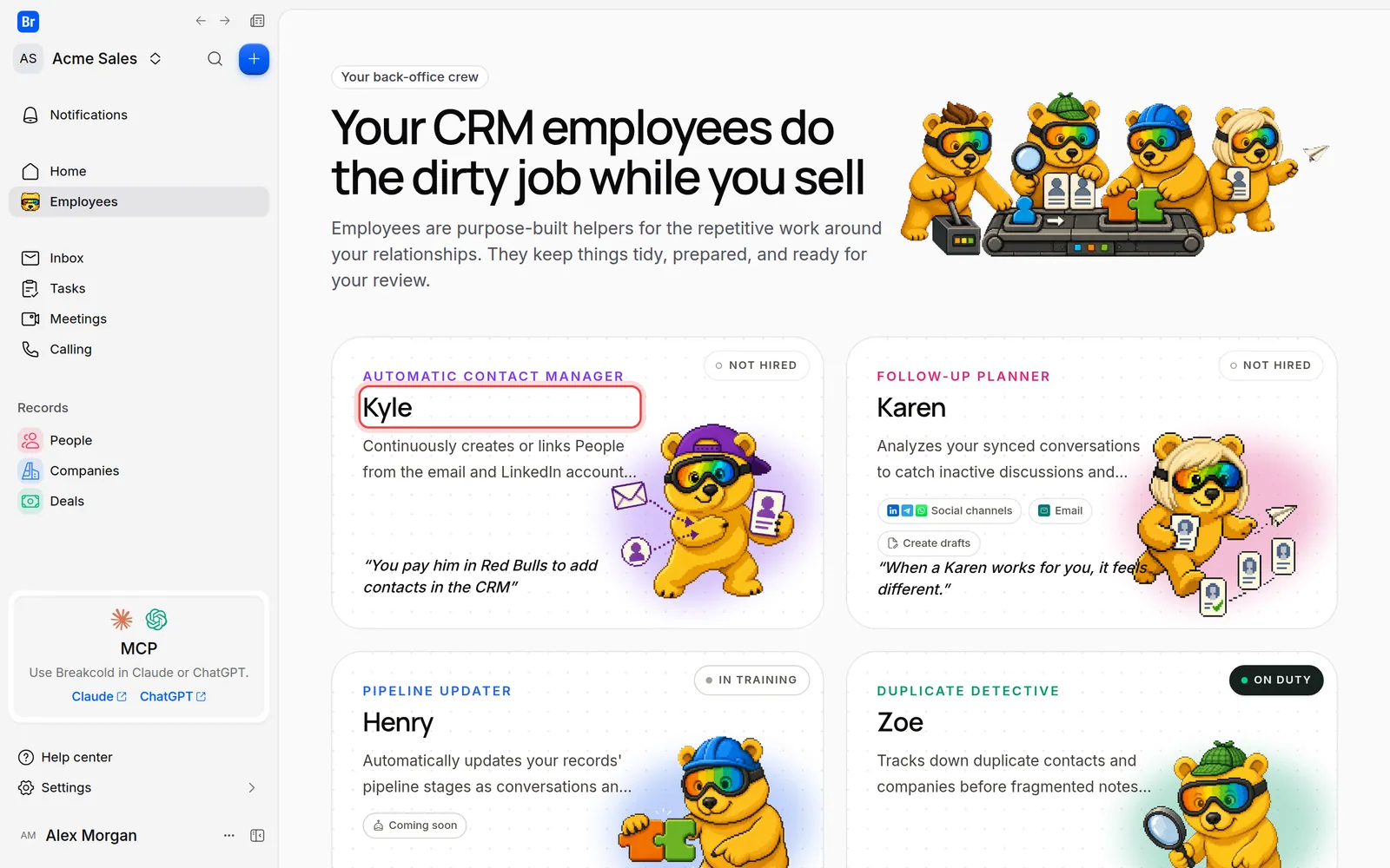 Kyle's card on the Employees page